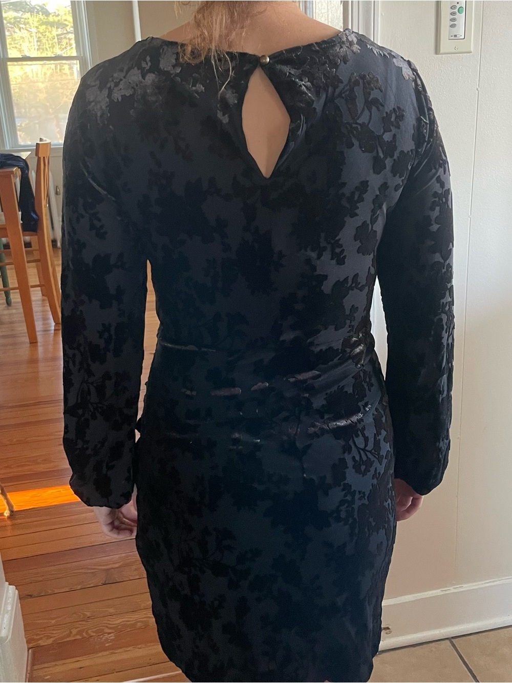 Rewind Black Velvet Wrap Long-Sleeve Dress - Picture 3 of 5
